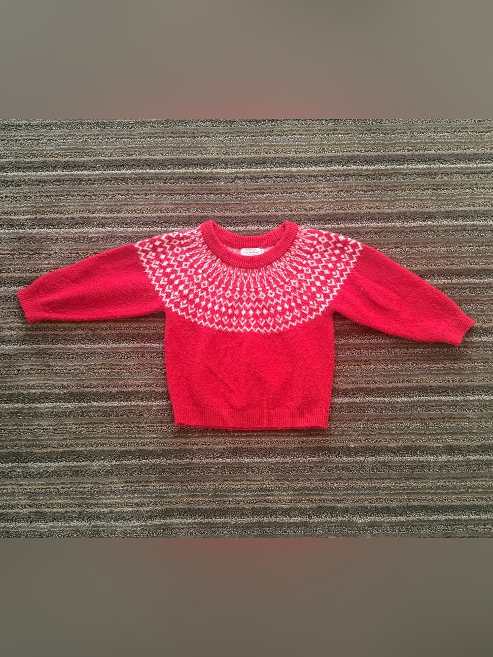 Rise Little Earthling Red Nordic Yoke Knit Sweater
